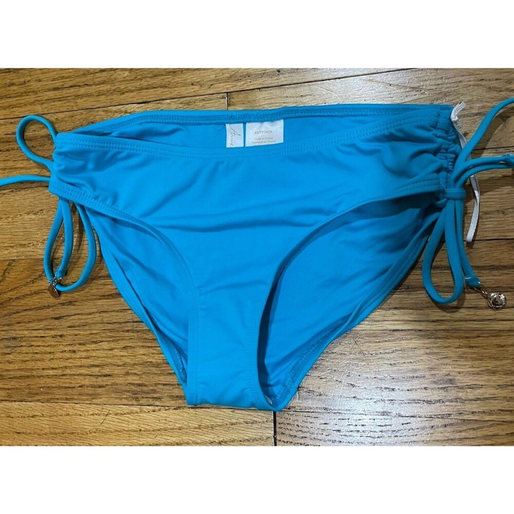 Anne Cole Women’s XS Full Coverage Ruched Adjustable Tie Bikini Bottom blue